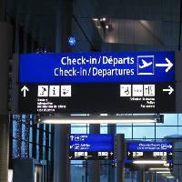 sign, check-in, airport, arrow Fmua