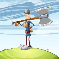 Pixwords The image with hatchet, sword, catoon, man, victory Tachen - Dreamstime