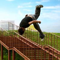 Pixwords The image with man, person, jump, jumping, stairs Tatiana Belova (Genlady)